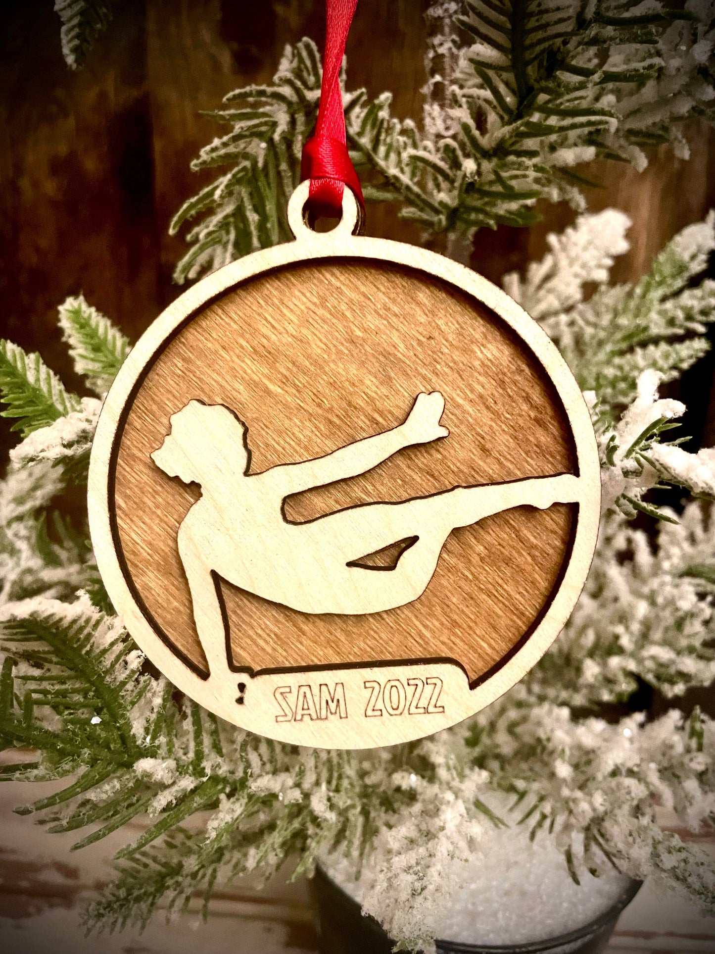 Gymnast Personalized 2-Layer Wood Christmas Ornament & Gift Tag | Multiple Finishes | Gymnastics Gift (#12)