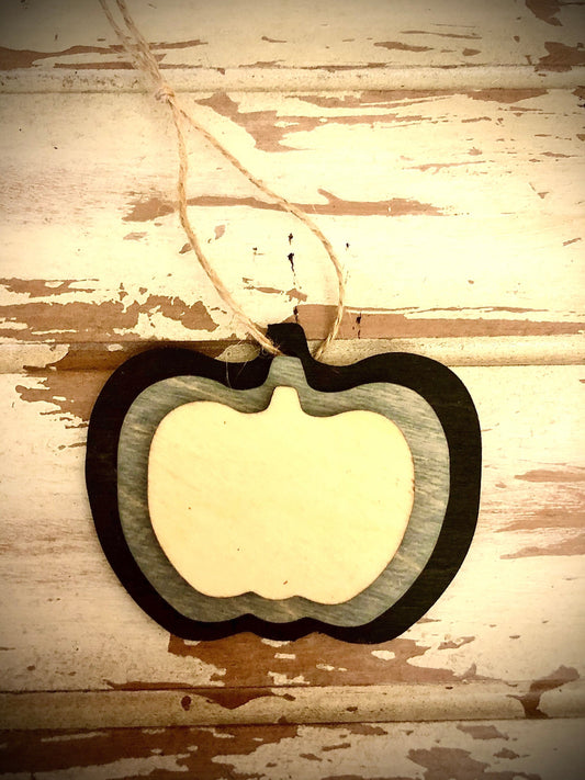 Stacked Pumpkin Wood Ornament & Gift Tag | Multi-Color | Fall & Halloween Gift