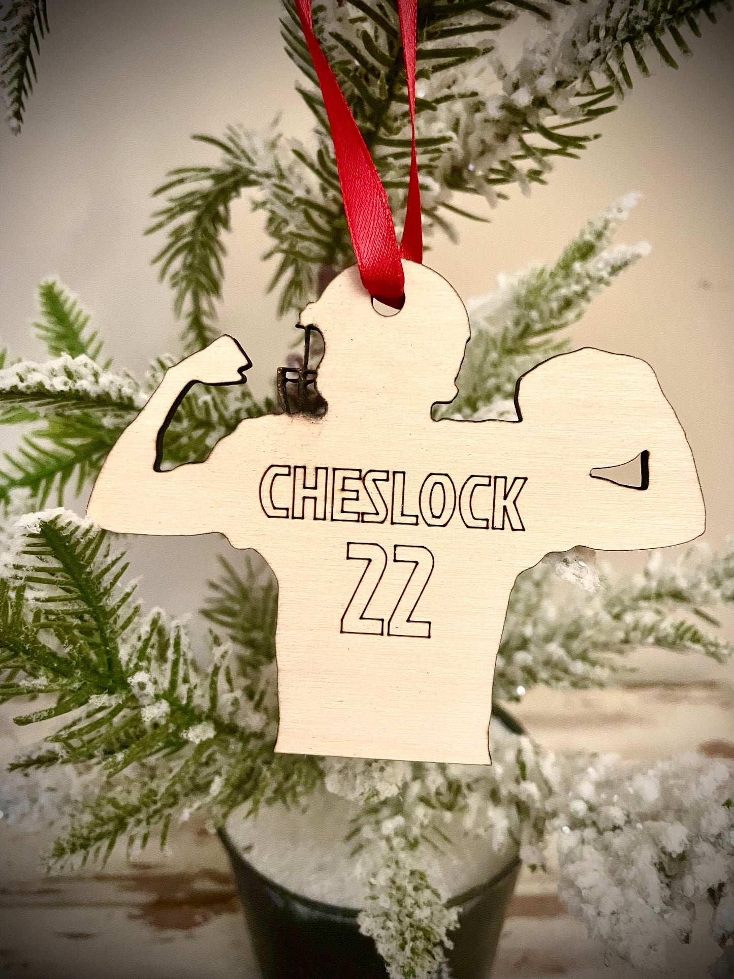 Football Player Personalized Wood Ornament & Gift Tag | Jersey Name & Number | Football Gift | Coach Gift