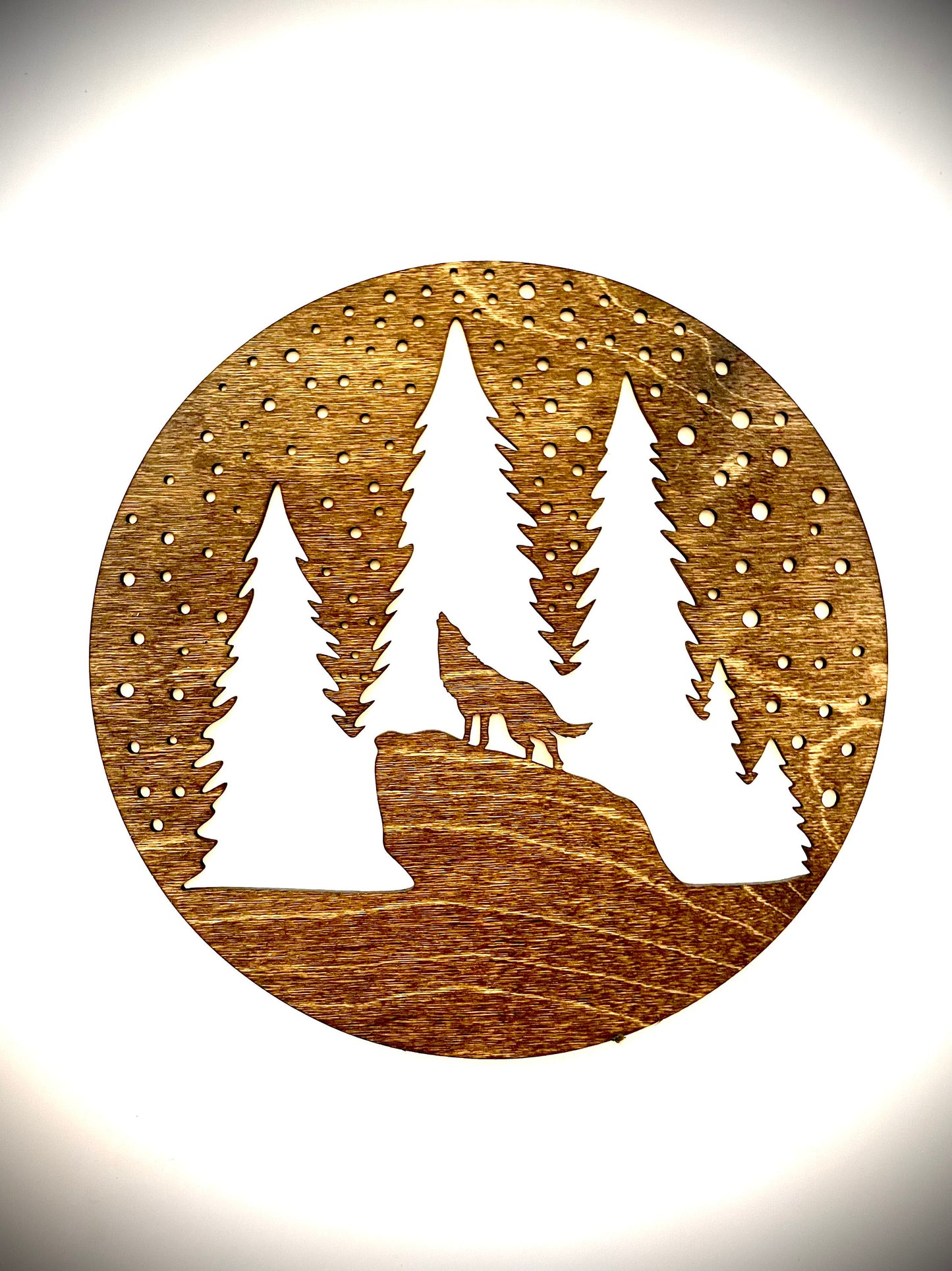 Wolf Scene Wood Wall Art | 3-Panel Round Set | Multiple Finishes