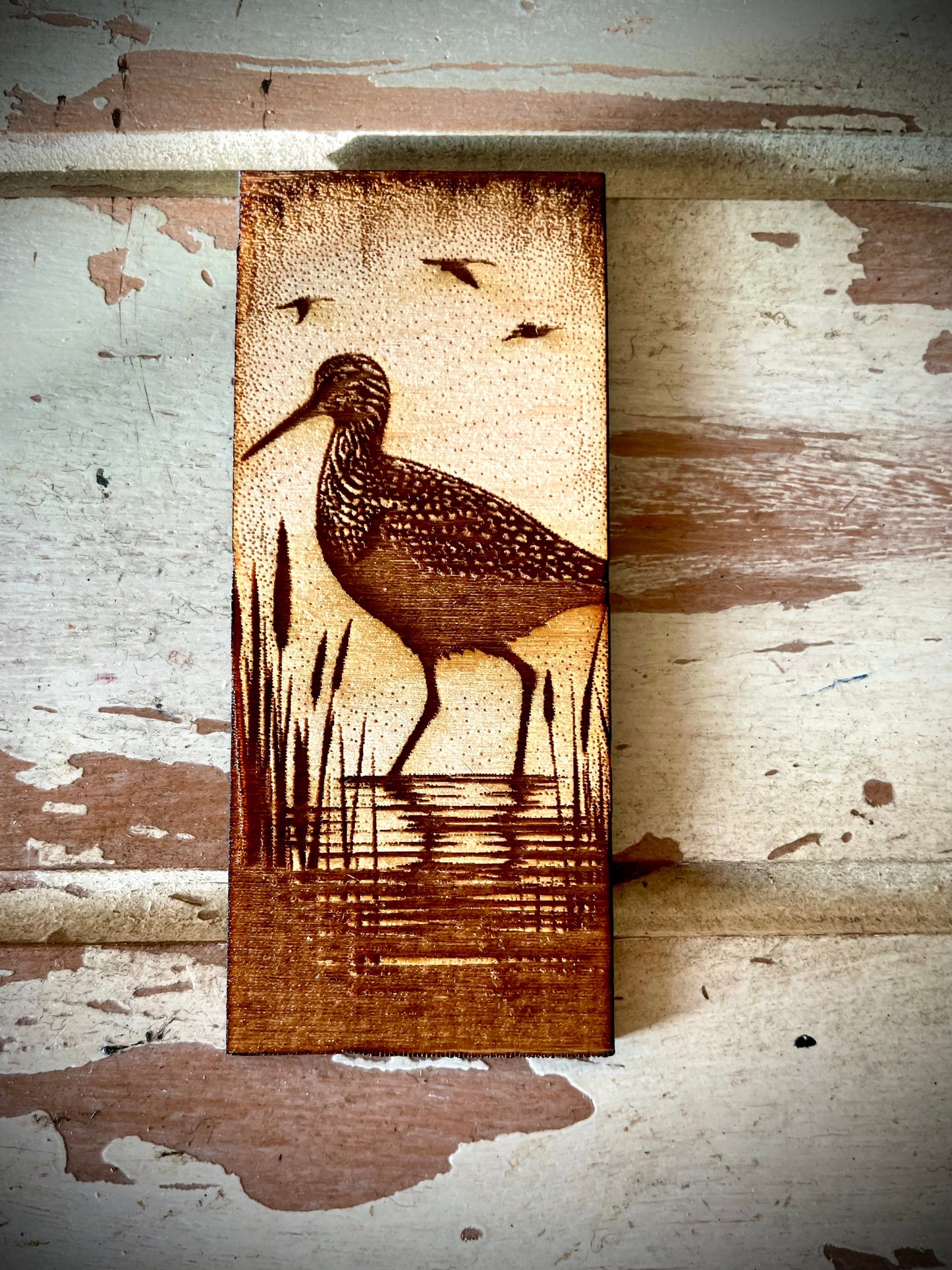 Shore Birds Engraved Wood Triptych Magnet Set | 3-Panel Set | Coastal Decor Gift