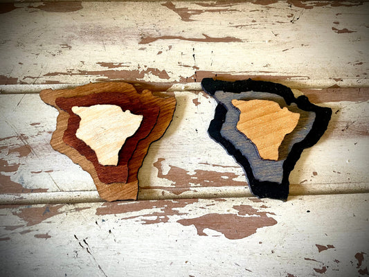 Hawaii Big Island 3-Layer Stacked Wood Refrigerator Magnet | Brown & Gray Tones | State Pride Gift
