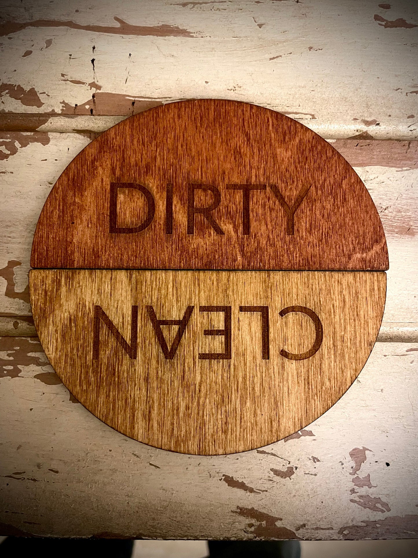 Dishes Clean & Dirty Bi-Color 2-Tone Wood Refrigerator Magnet | 12 Finishes | Funny Kitchen Gift
