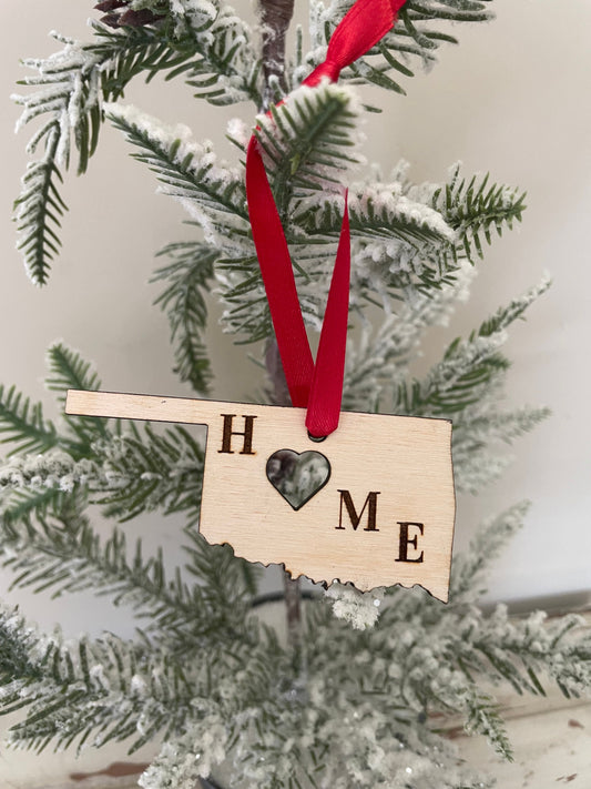 Oklahoma HOME Wood Ornament & Gift Tag | 12 Finishes | State Pride Gift