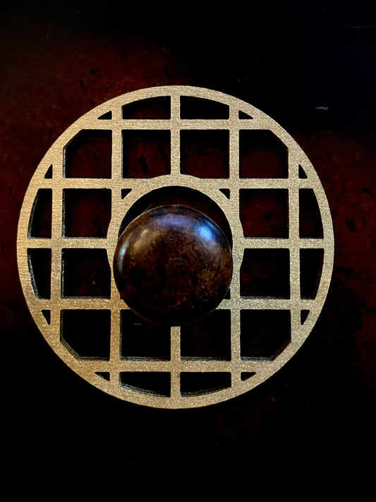 Boho Modern Art Deco Art Deco wood drawer knob grid accent available in natural or 14 other finishes.  4 pieces. Set L