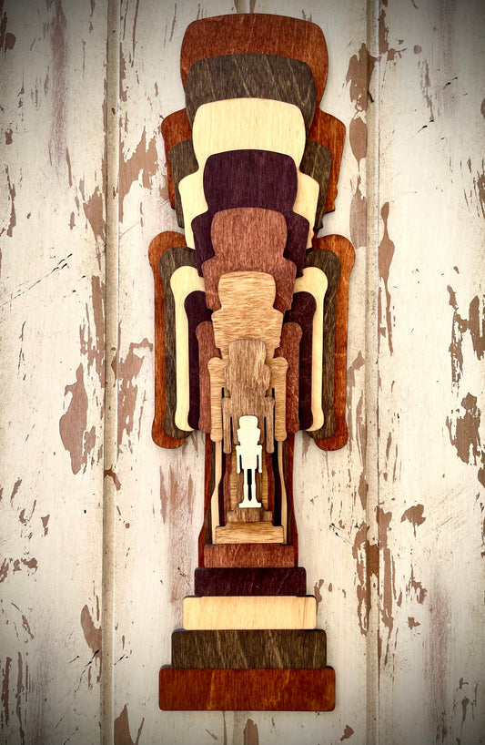 Stacked Nutcracker 3D Wood Christmas Decor | Table & Wall Art | Multi-Color