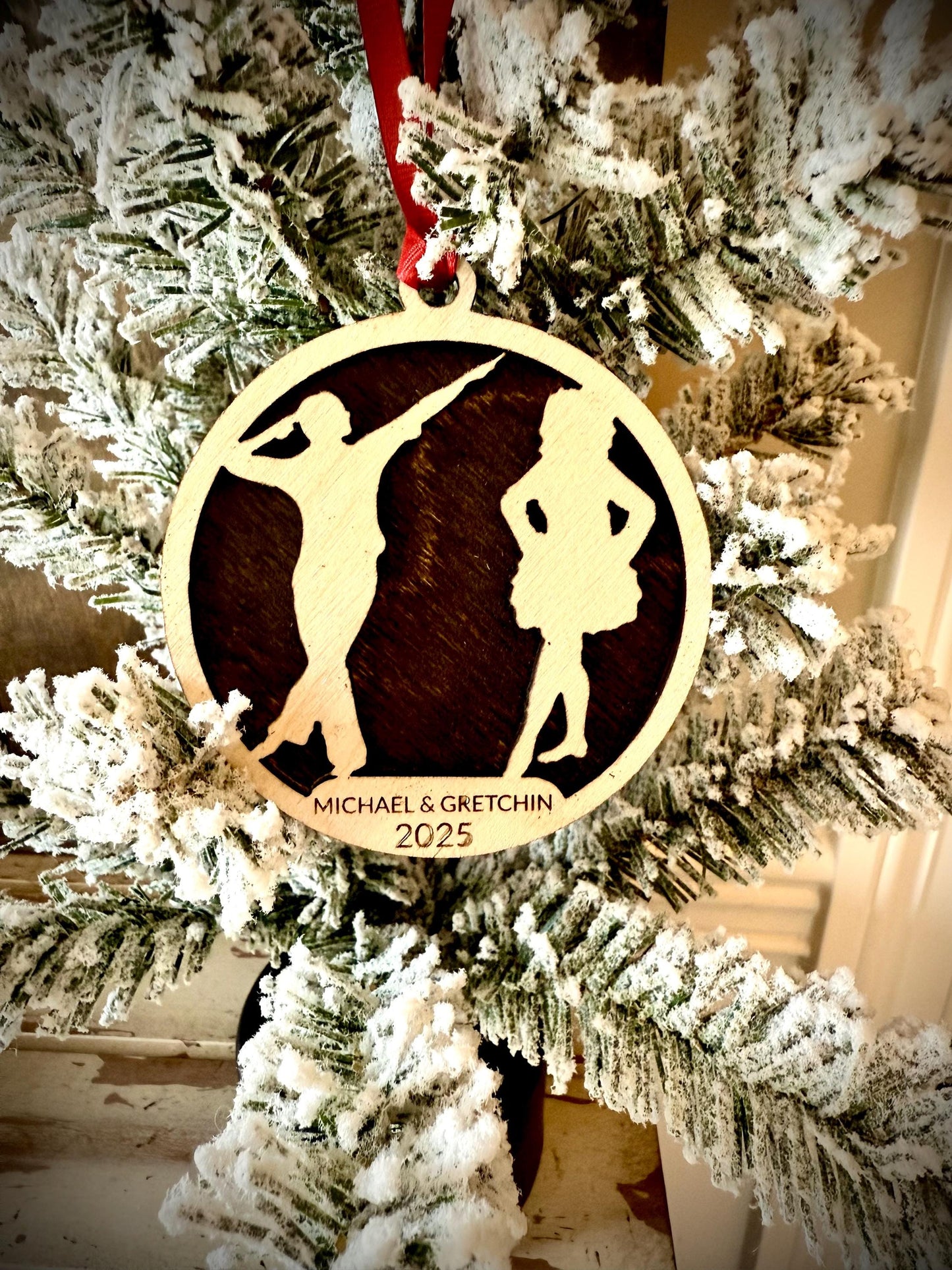 Irish Dancing Pair Personalized 2-Layer Wood Christmas Ornament & Gift Tag | Multiple Finishes | Dance Gift