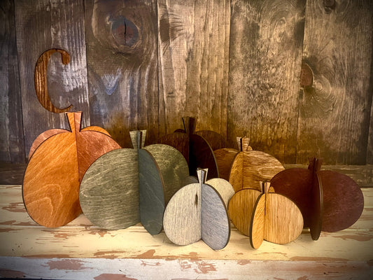 Fall Pumpkin Wood Tabletop Decor | Thanksgiving & Halloween | 7 Sizes, 12 Finishes