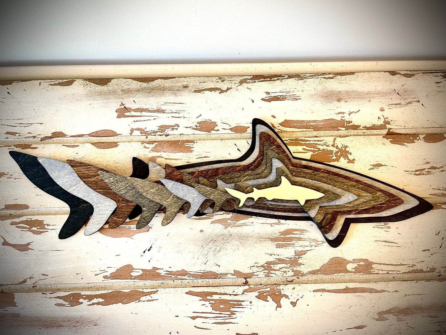 Stacked Sharks 3D Wood Table & Wall Art | Multi-Color