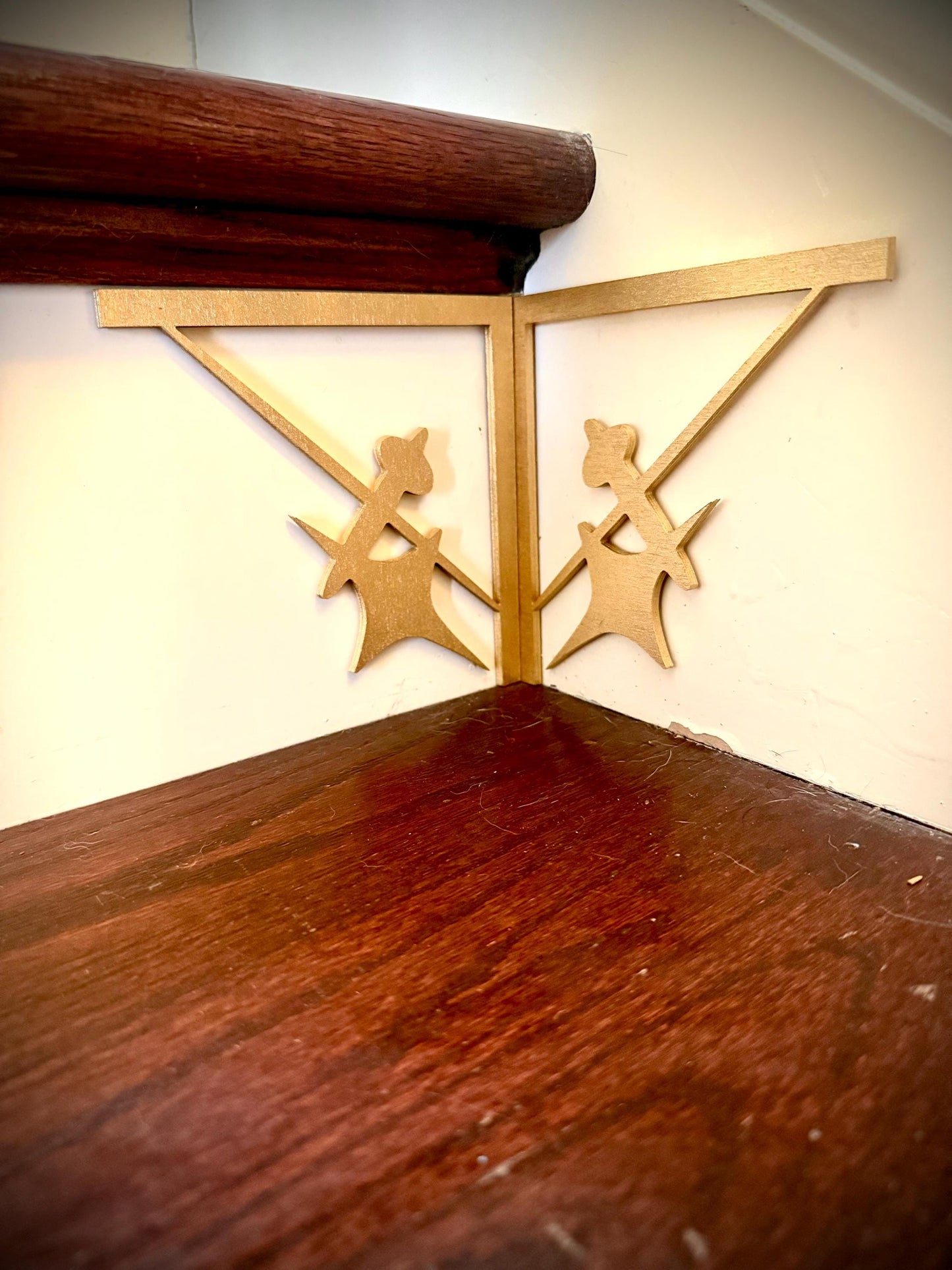 Mid Century Modern Atomic Wood Staircase Accents | Set of 4 | Multiple Finishes | Style A