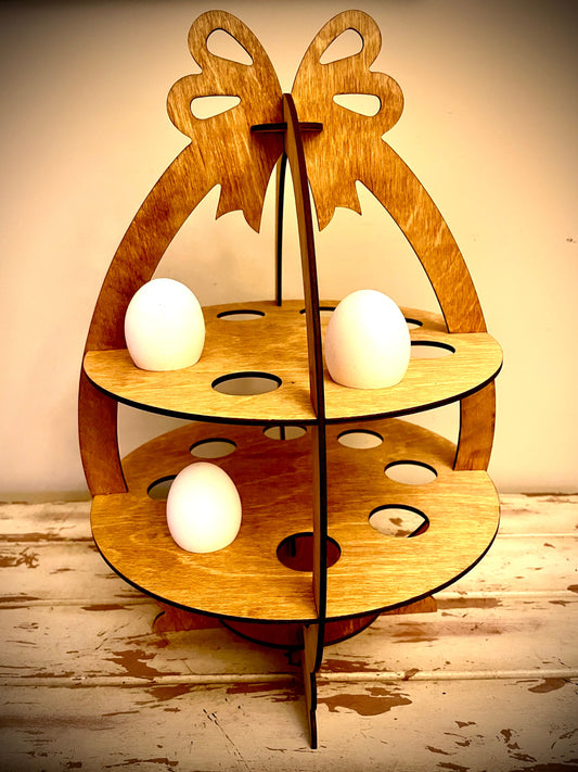 Easter egg holder; Sturdy wooden tabletop Easter egg holder available in 12 finishes.