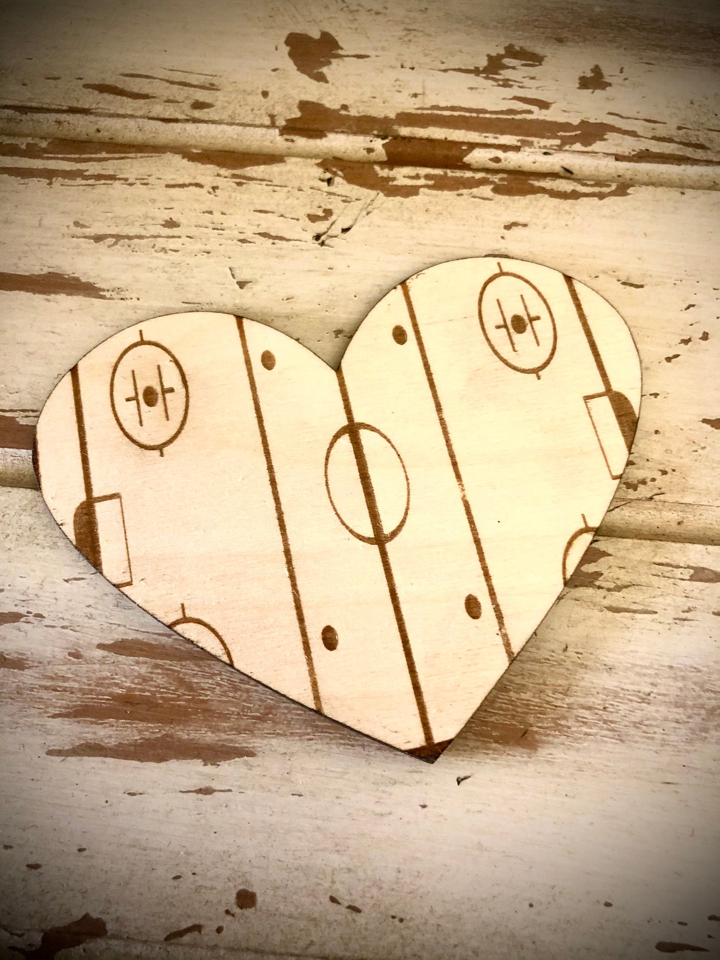 Hockey Rink Valentine Heart Wood Magnet | Engraved | Valentine's Gift