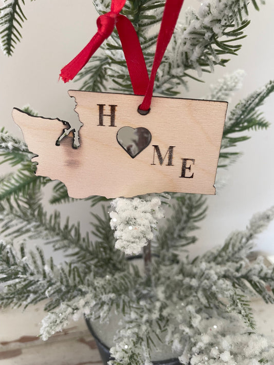 Washington HOME Wood Ornament & Gift Tag | 12 Finishes | State Pride Gift