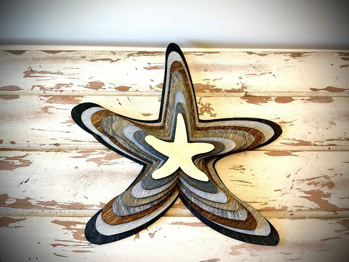 Stacked Starfish 3D Wood Table & Wall Art | Multi-Color