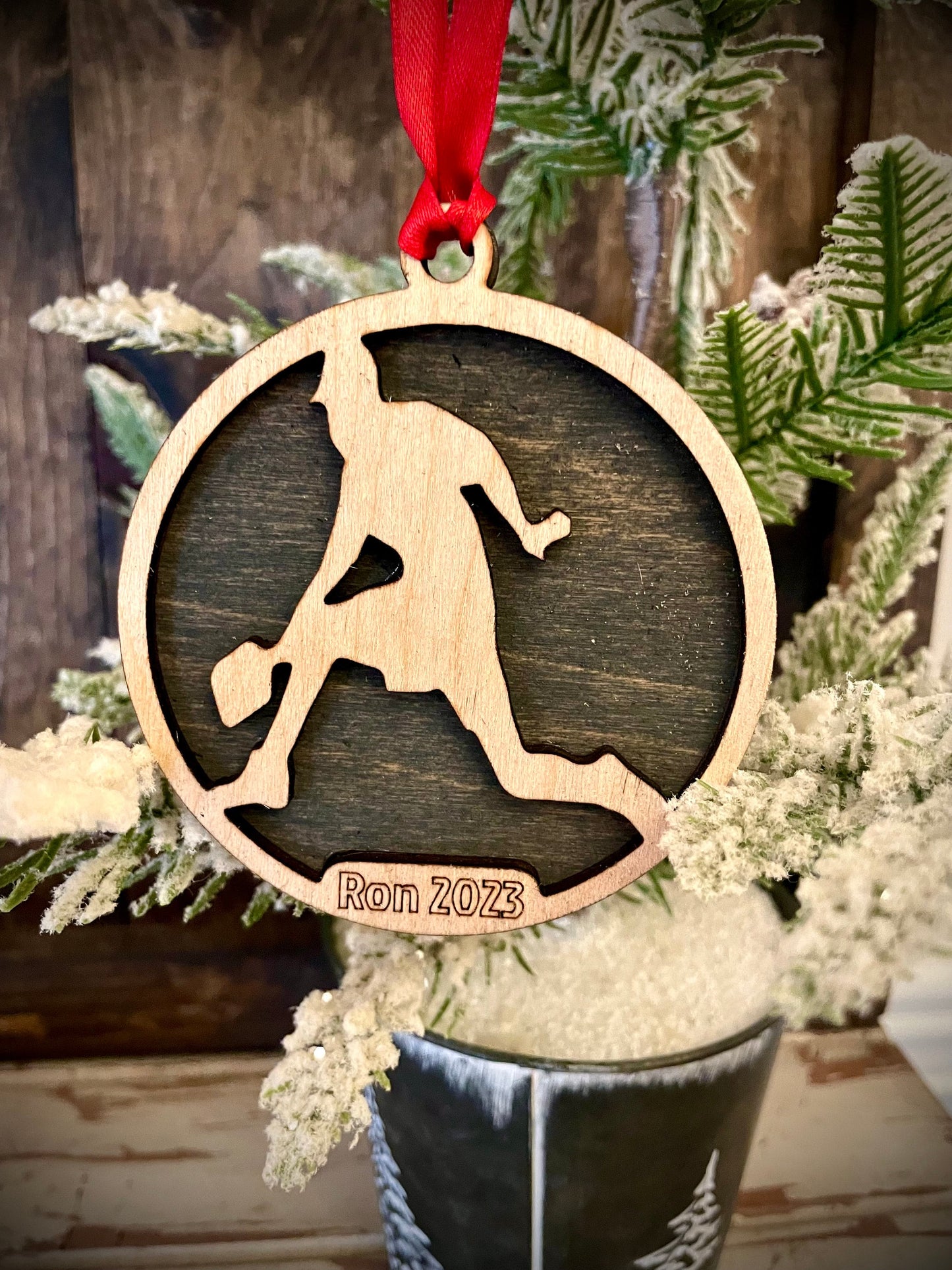 Pickleball Player Personalized 2-Layer Wood Christmas Ornament & Gift Tag | Multiple Finishes | Pickleball Gift (#5)