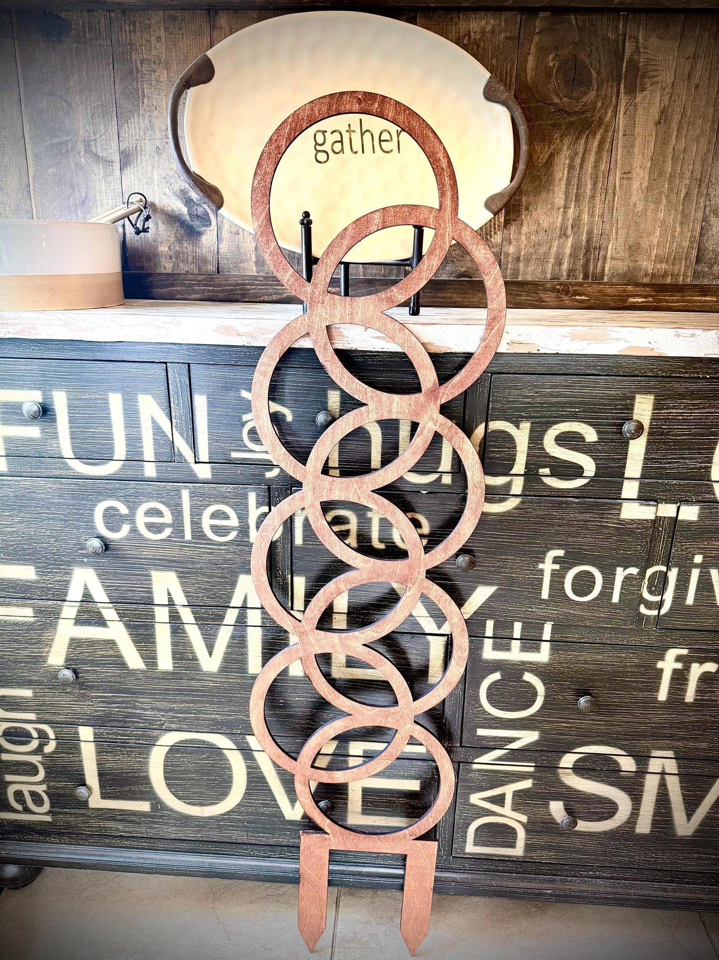 COLOSSAL 47" or 29" Boho Indoor Plant Trellis | Small Circle Pattern | 12 Finishes