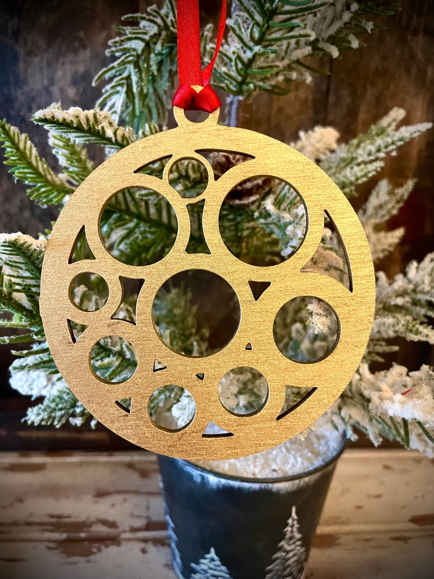 Art Deco Geometry Wood Christmas Ornament | Multiple Finishes | Boho Holiday Gift | Version E