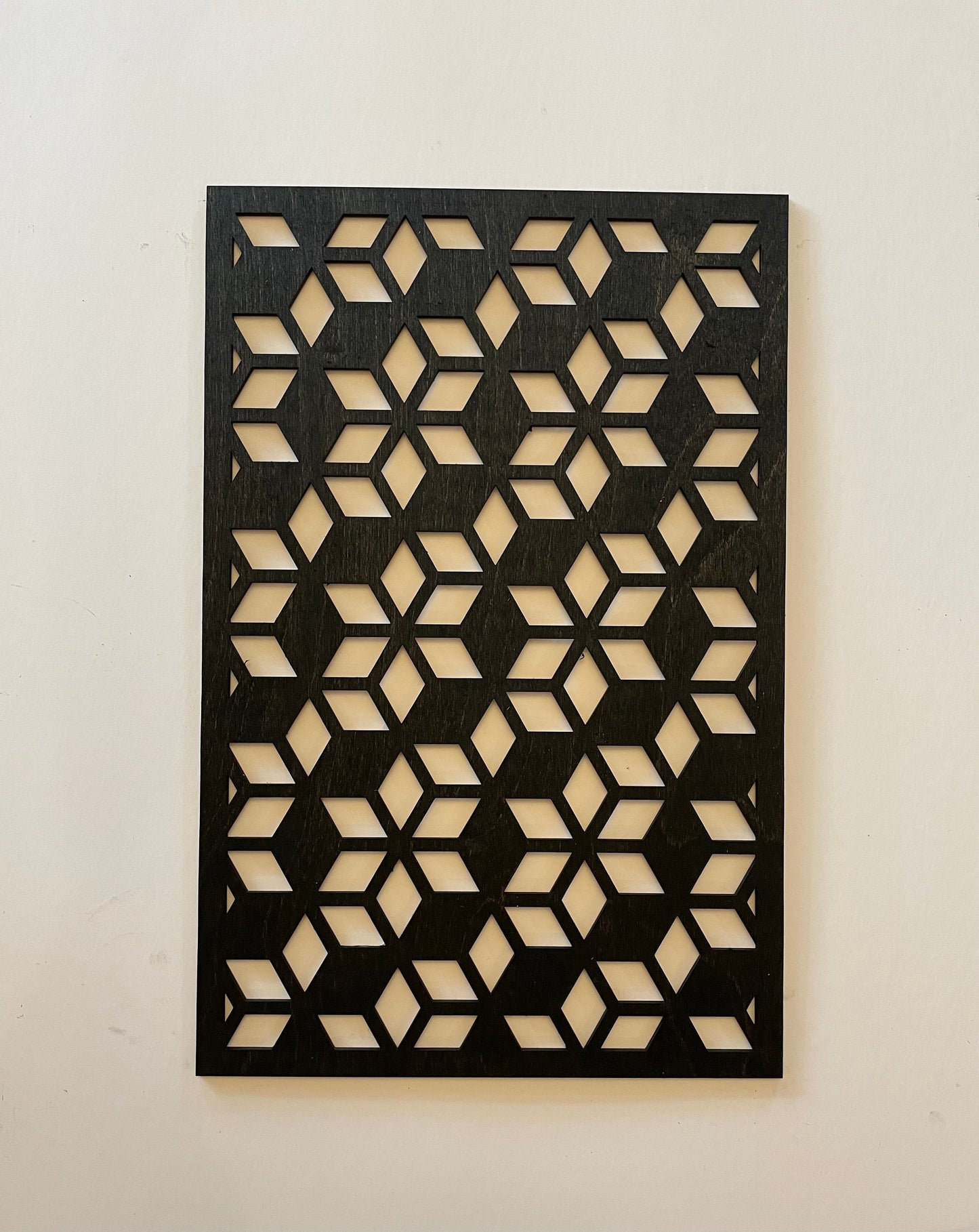Geometric Cubes Optical Illusion Wood Wall Art | 3-Panel Set | Multiple Finishes
