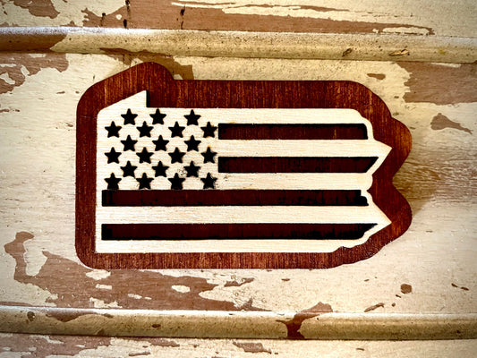Pennsylvania US Flag 2-Layer Wood Refrigerator Magnet | 12 Finishes | Patriotic Gift