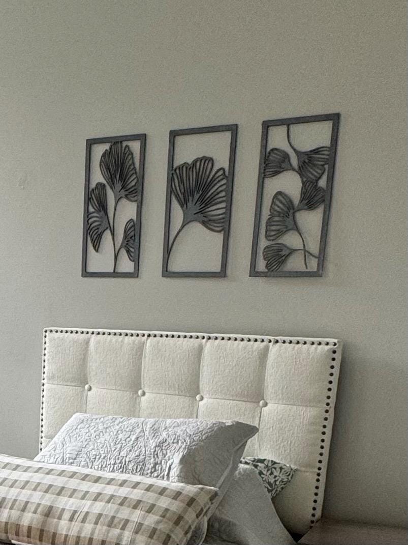Ginkgo Leaf Wood Wall Art | 3-Panel Set | Multiple Sizes & Finishes