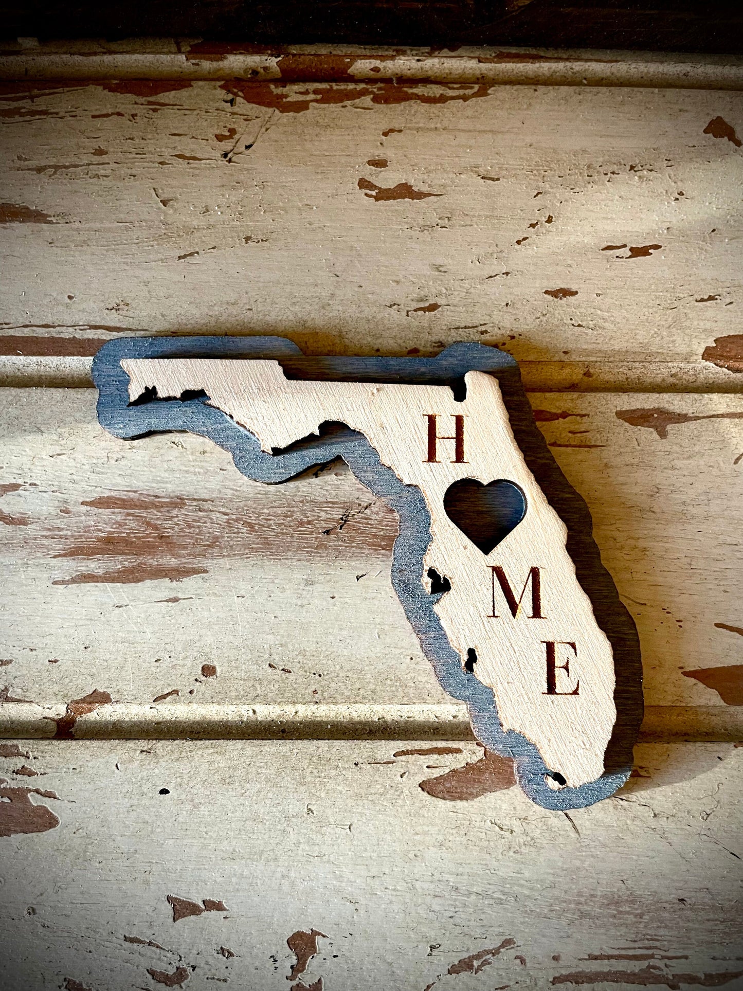Florida HOME 2-Layer Wood Refrigerator Magnet | 12 Finishes | State Pride Gift