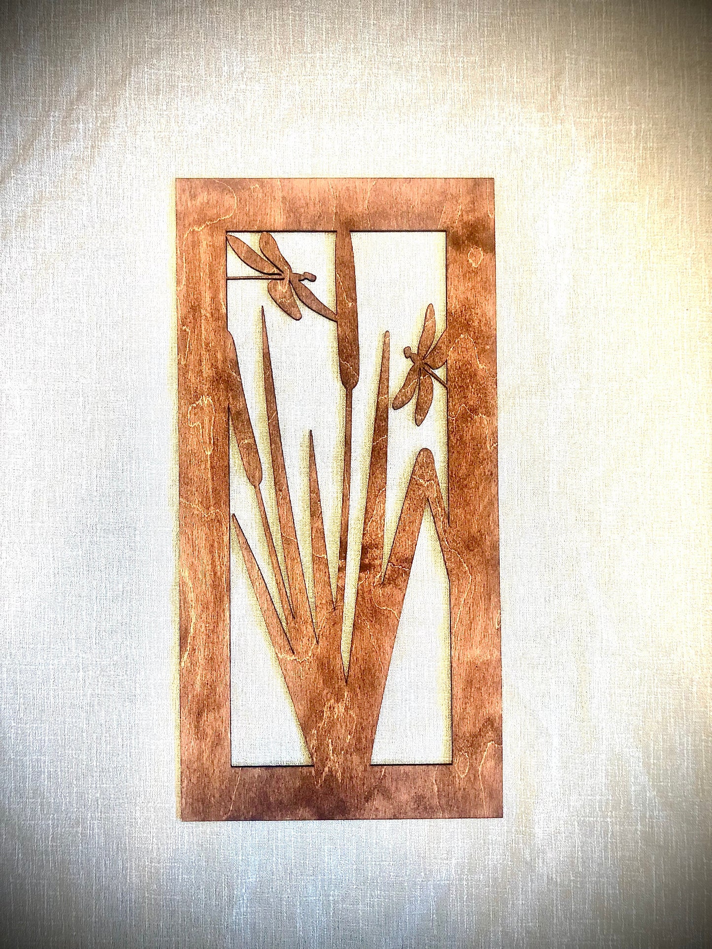 Dragonfly & Cattail Wood Wall Art | 3-Panel Set | Multiple Sizes & Finishes