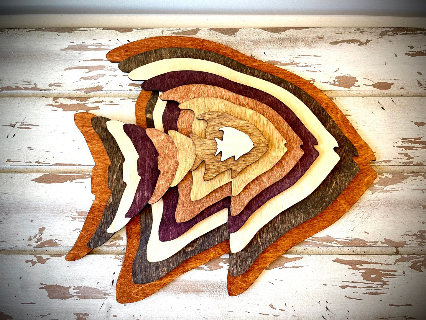 Stacked Tropical Fish 3D Wood Table & Wall Art | Multi-Color
