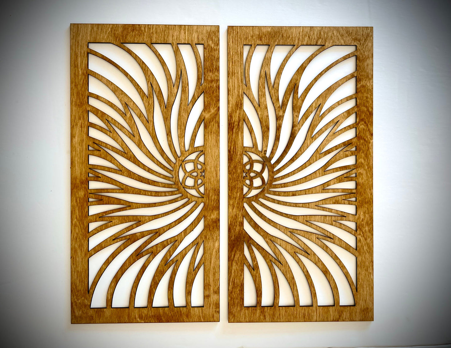 Boho Star Fire Spiral Flower Wood Wall Art | 2-Panel Set | Multiple Sizes & Finishes