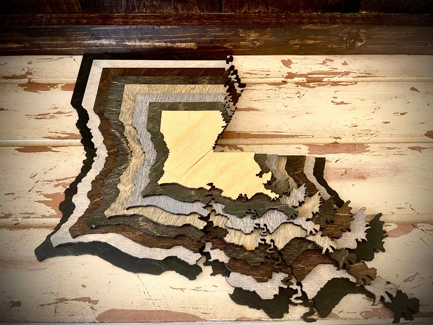 Louisiana Stacked State 3D Wood Table & Wall Art | Multi-Color