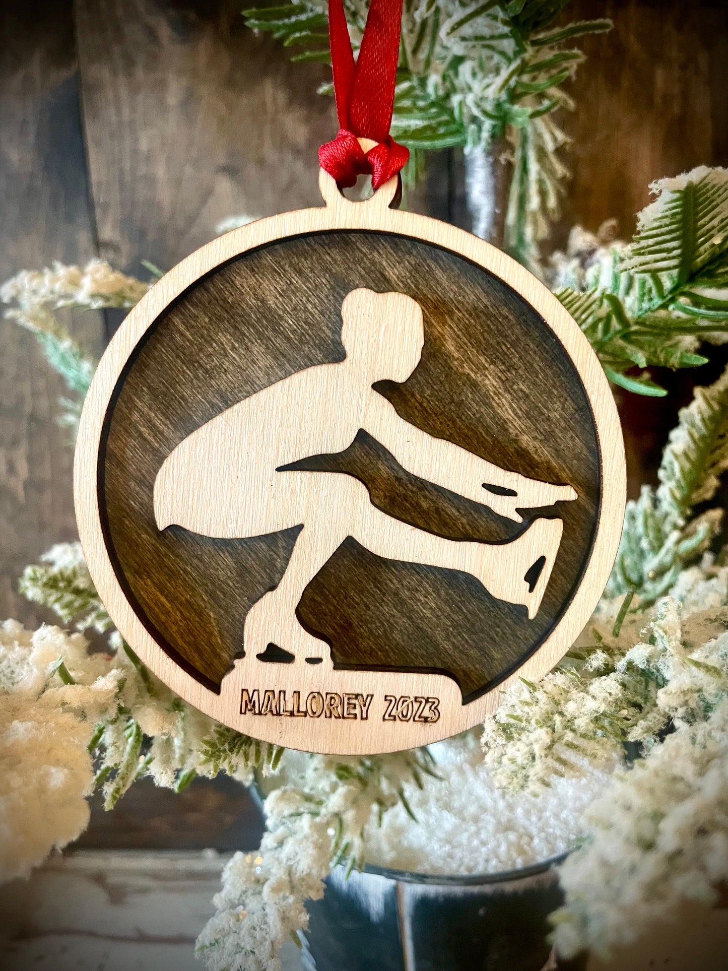 Figure Skater Personalized 2-Layer Wood Christmas Ornament & Gift Tag | Multiple Finishes | Skating Gift (#1)