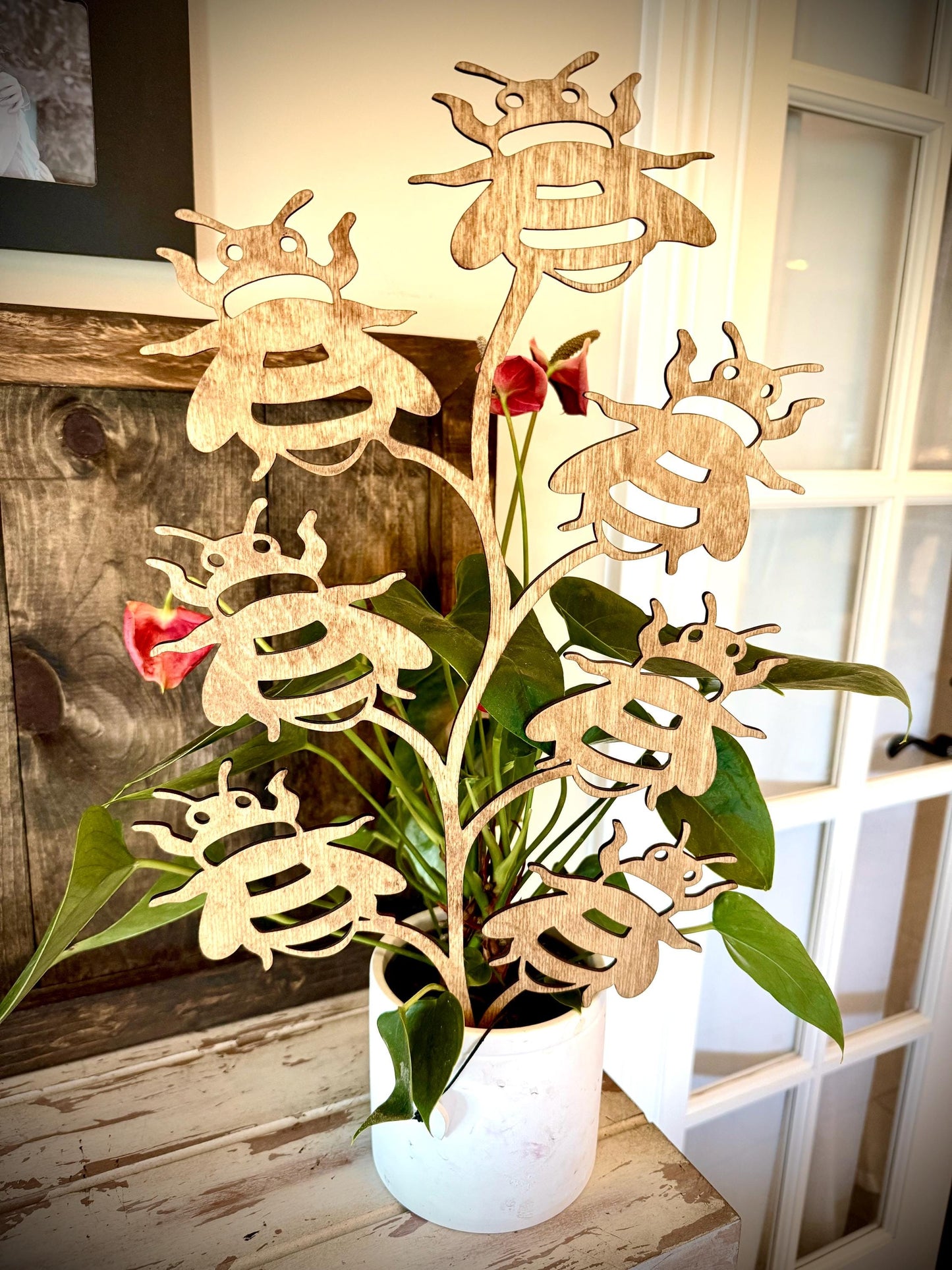 GIANT 18" x 10.5" Bumblebee Boho Indoor Plant Trellis | Multiple Finishes