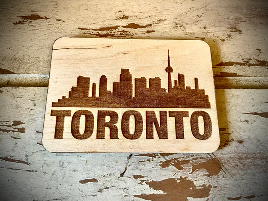 Toronto Skyline Wood Magnet | City Souvenir | 3.5" x 2.5"