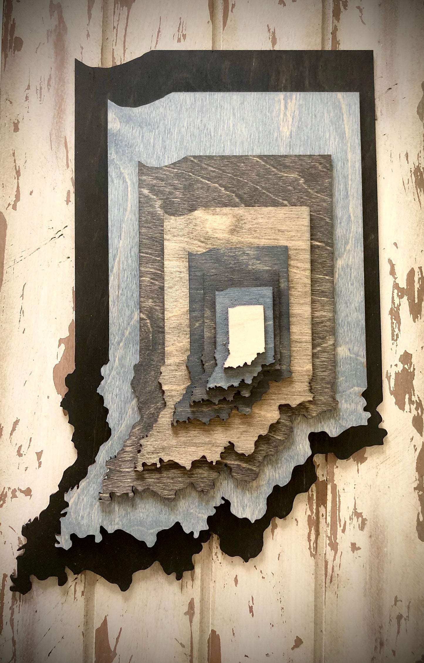 Indiana Stacked State 3D Wood Table & Wall Art | Multi-Color