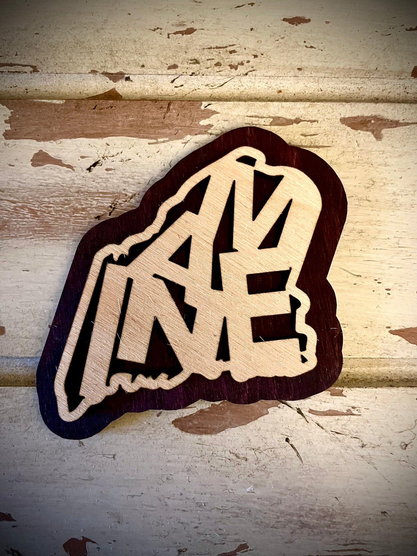 Maine Word Art 2-Layer Wood Refrigerator Magnet | 12 Finishes | State Pride Gift