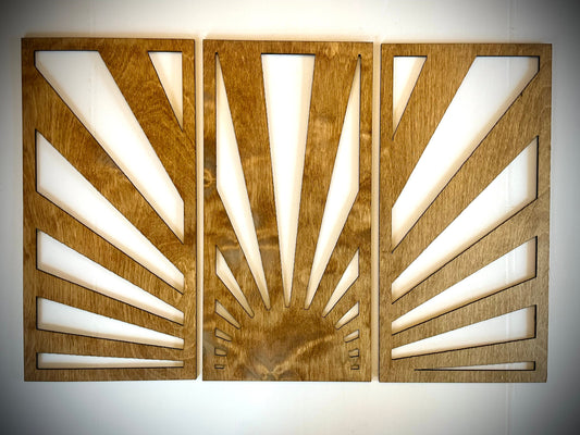 Rays of Sunshine Mandala Wood Wall Art | 3-Panel Set | Multiple Sizes & Finishes