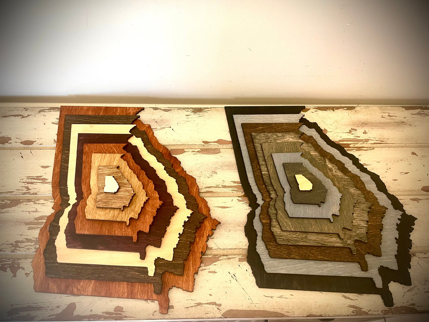 Georgia Stacked State 3D Wood Table & Wall Art | Multi-Color