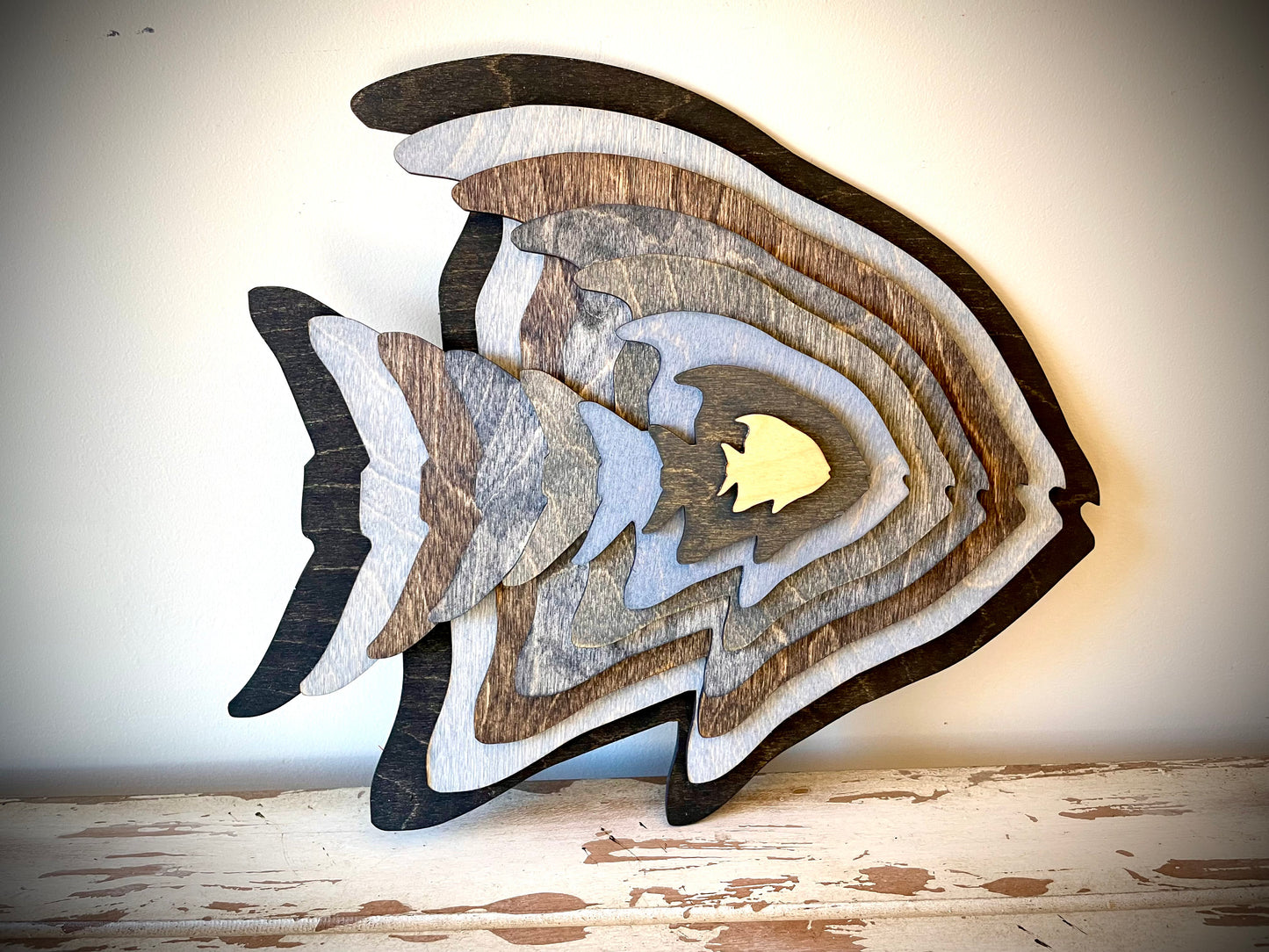 Stacked Tropical Fish 3D Wood Table & Wall Art | Multi-Color