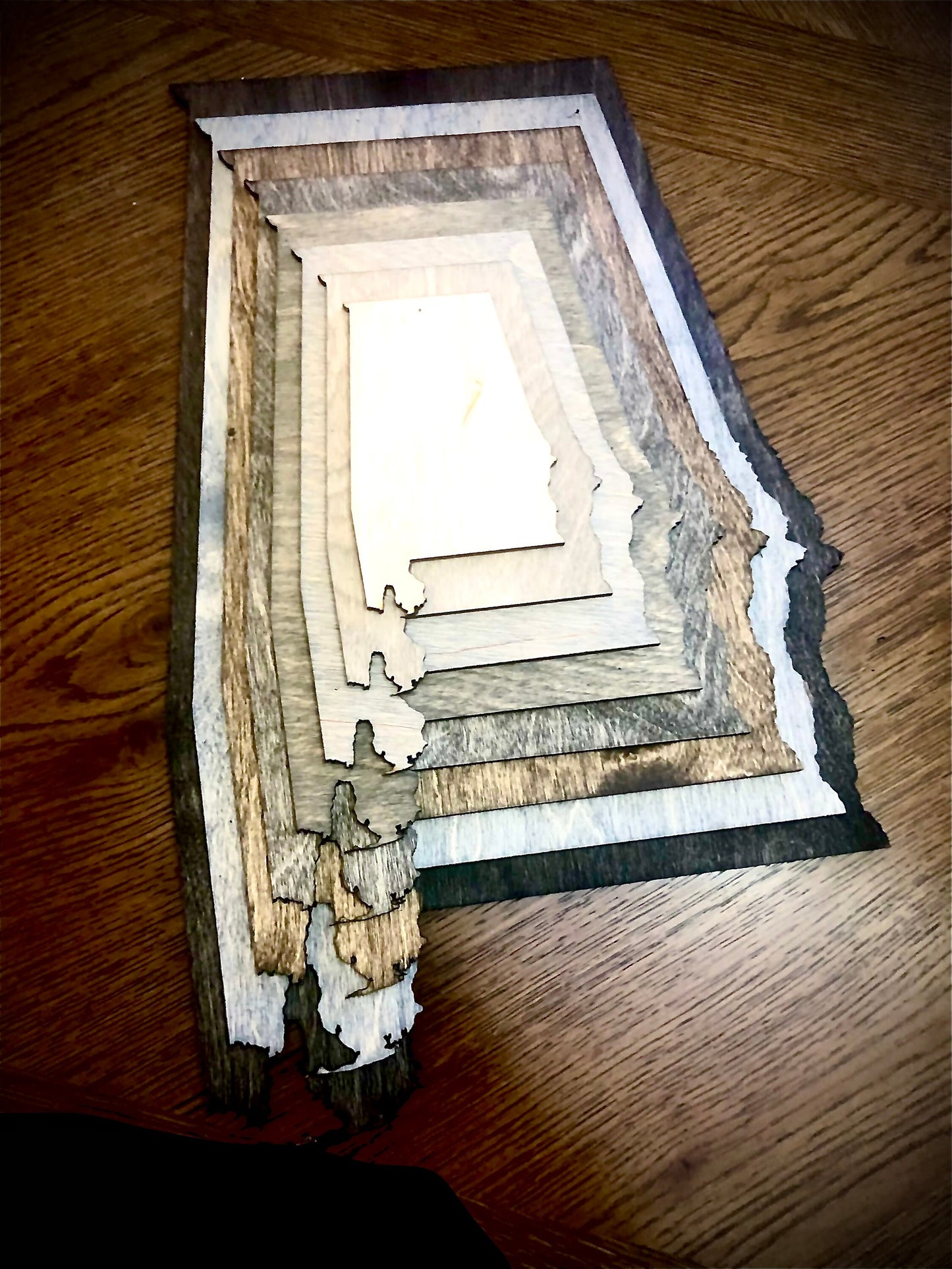 Alabama Stacked State 3D Wood Table & Wall Art | Multi-Color
