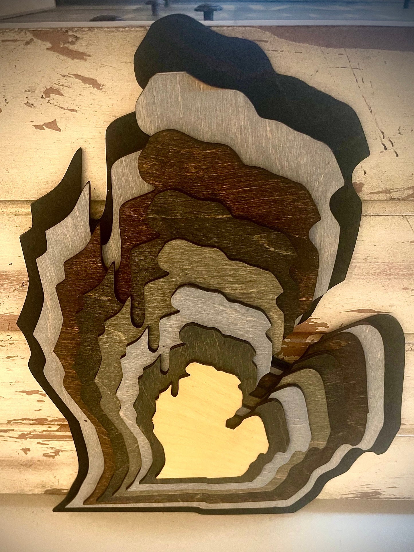 Michigan Lower Peninsula Stacked State 3D Wood Table & Wall Art | Multi-Color