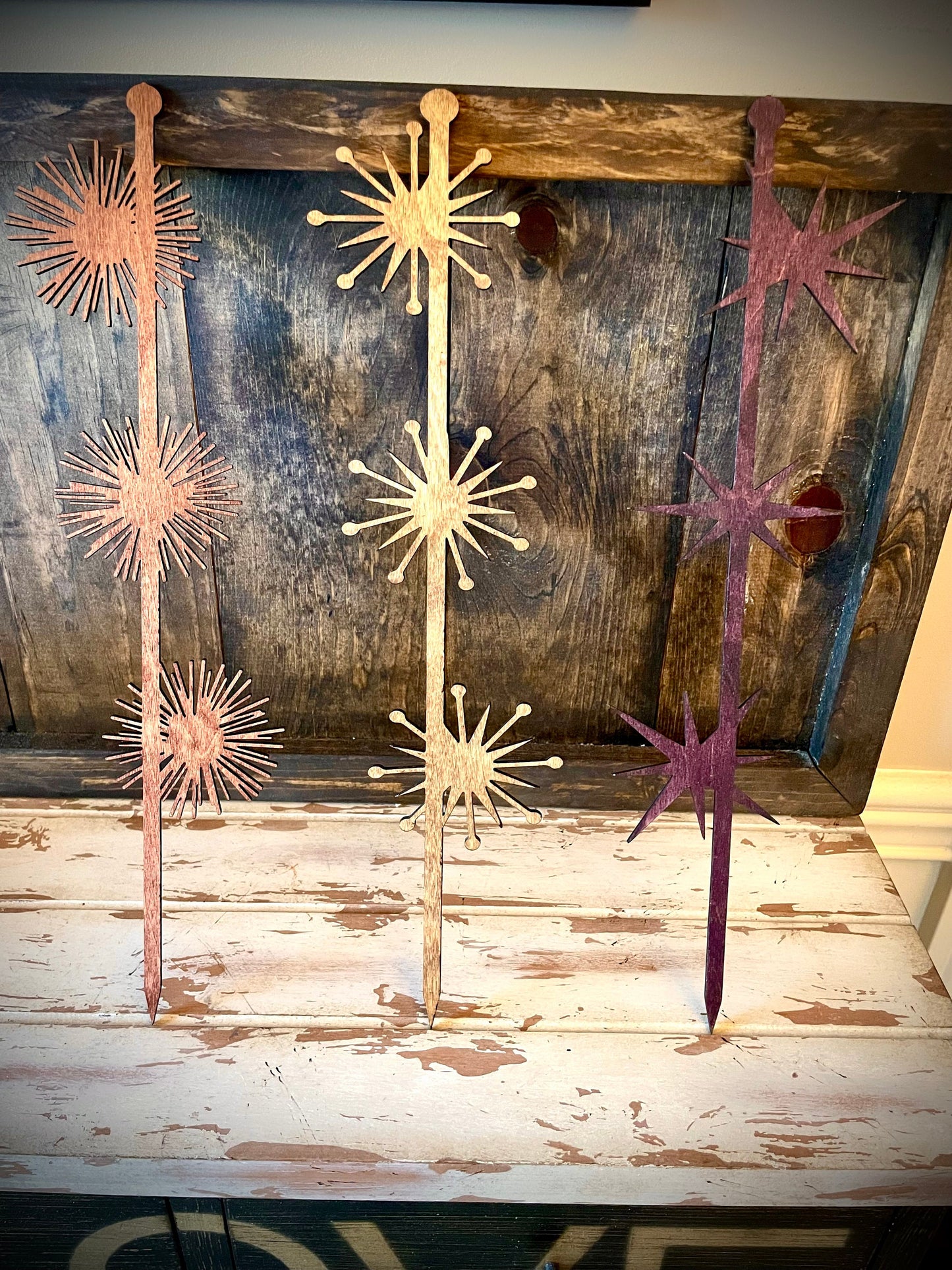 GIANT 18" Mid Century Modern Atomic Starburst Boho Indoor Plant Trellis | 3 Styles | Multiple Finishes