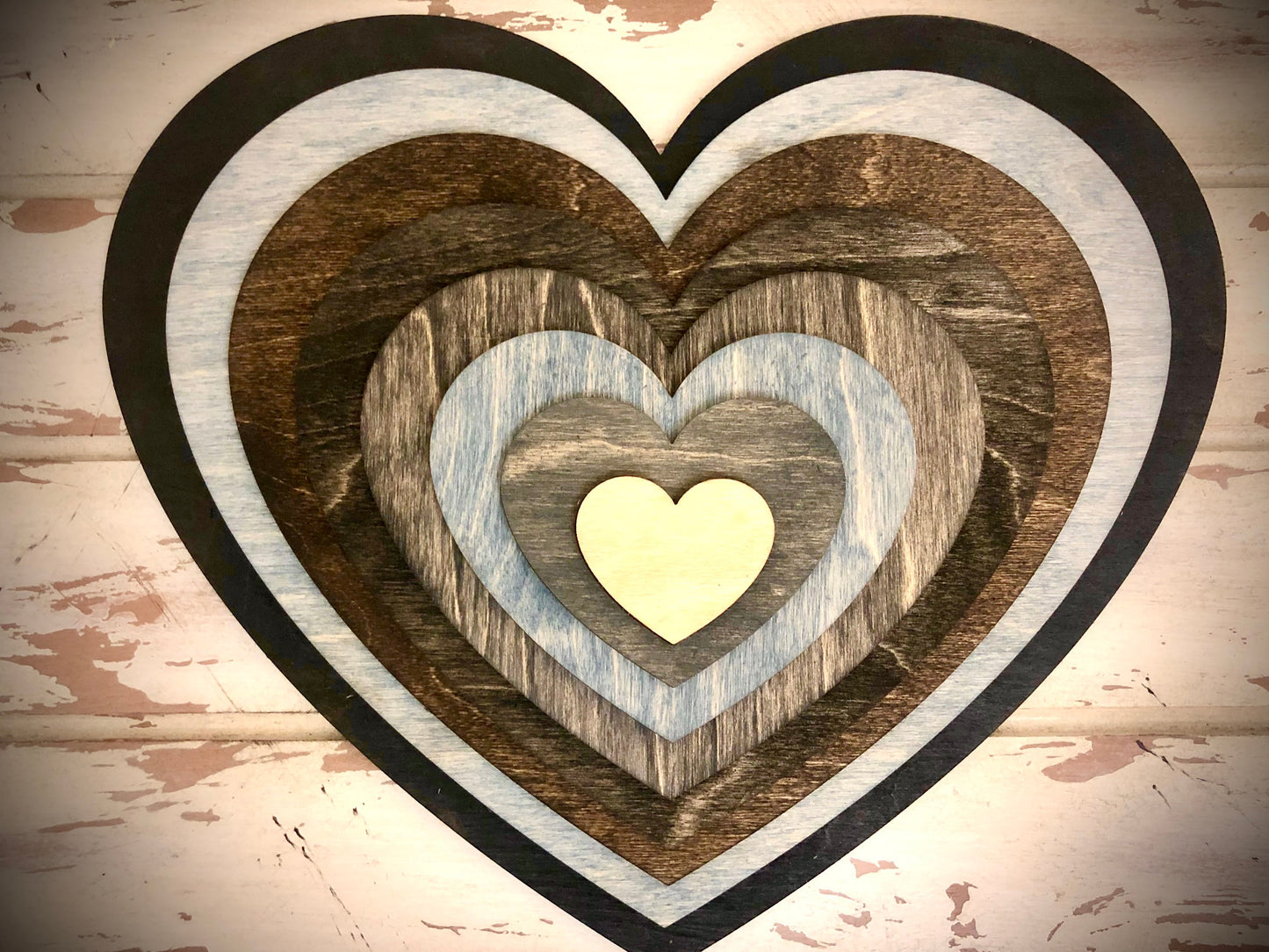 Stacked Heart 3D Wood Decoration | Multi-Color | Valentine's Day Gift