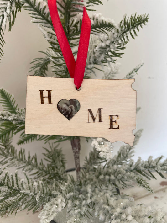 South Dakota HOME Wood Ornament & Gift Tag | 12 Finishes | State Pride Gift