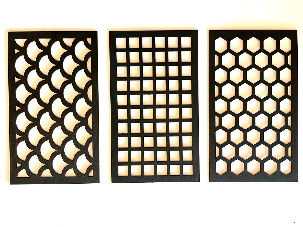 Modern Geometry Wood Wall Art 3-panel set - front view