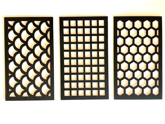 Modern Geometry Wood Wall Art 3-panel set - front view