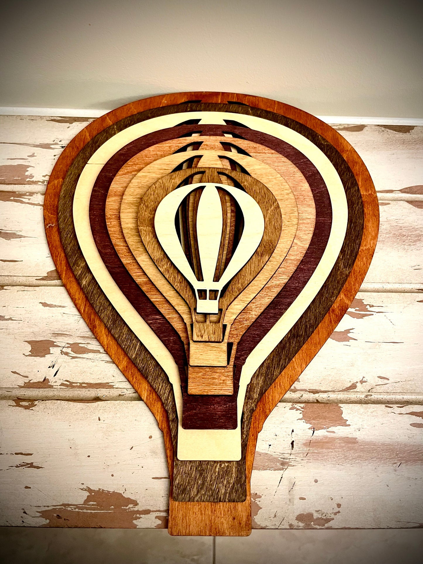 Stacked Hot Air Balloon 3D Wood Table & Wall Art | Multi-Color