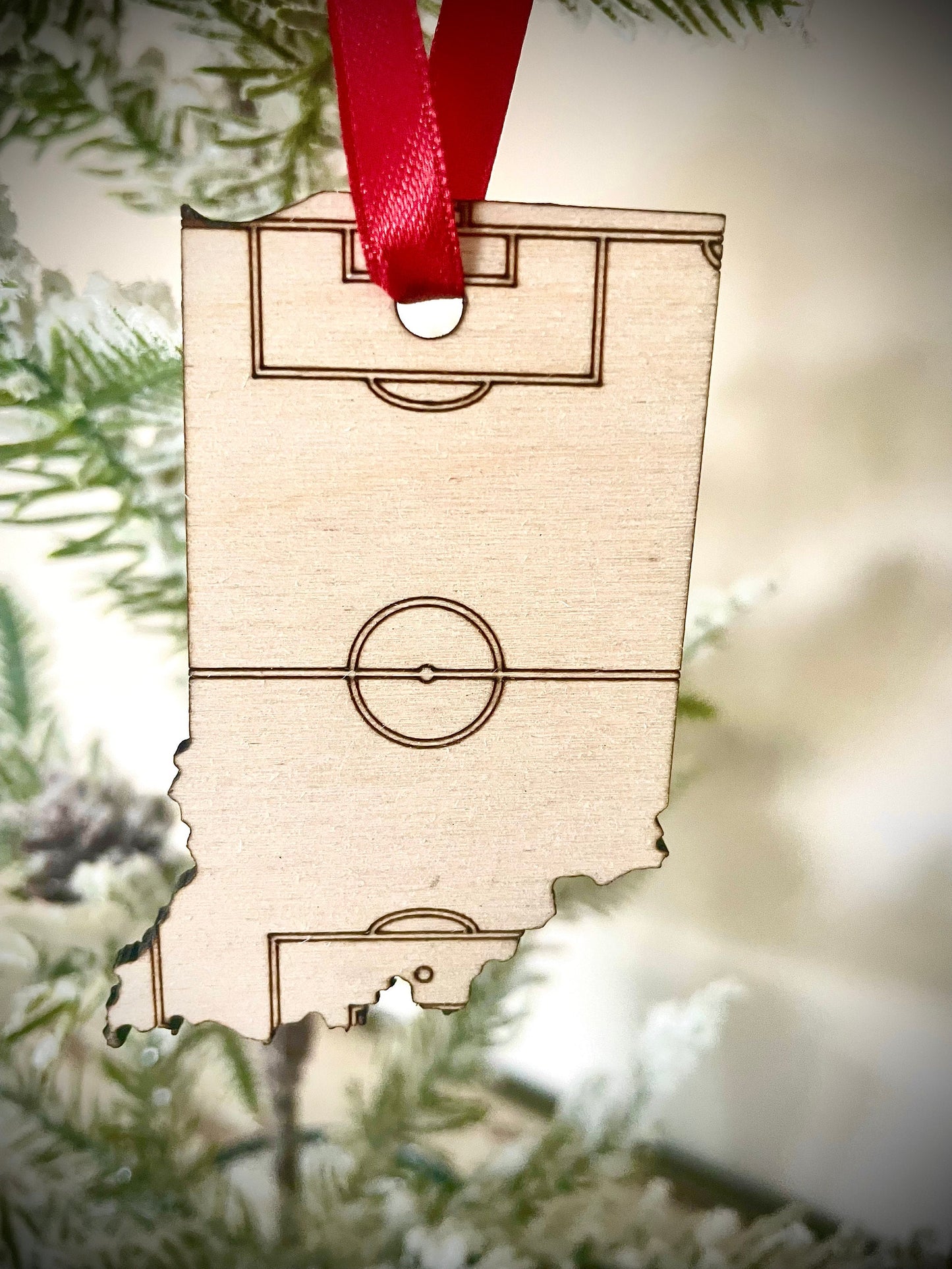 Soccer State Shape Wood Ornament & Gift Tag | Soccer Field Overlay | Soccer Gift | Coach Gift