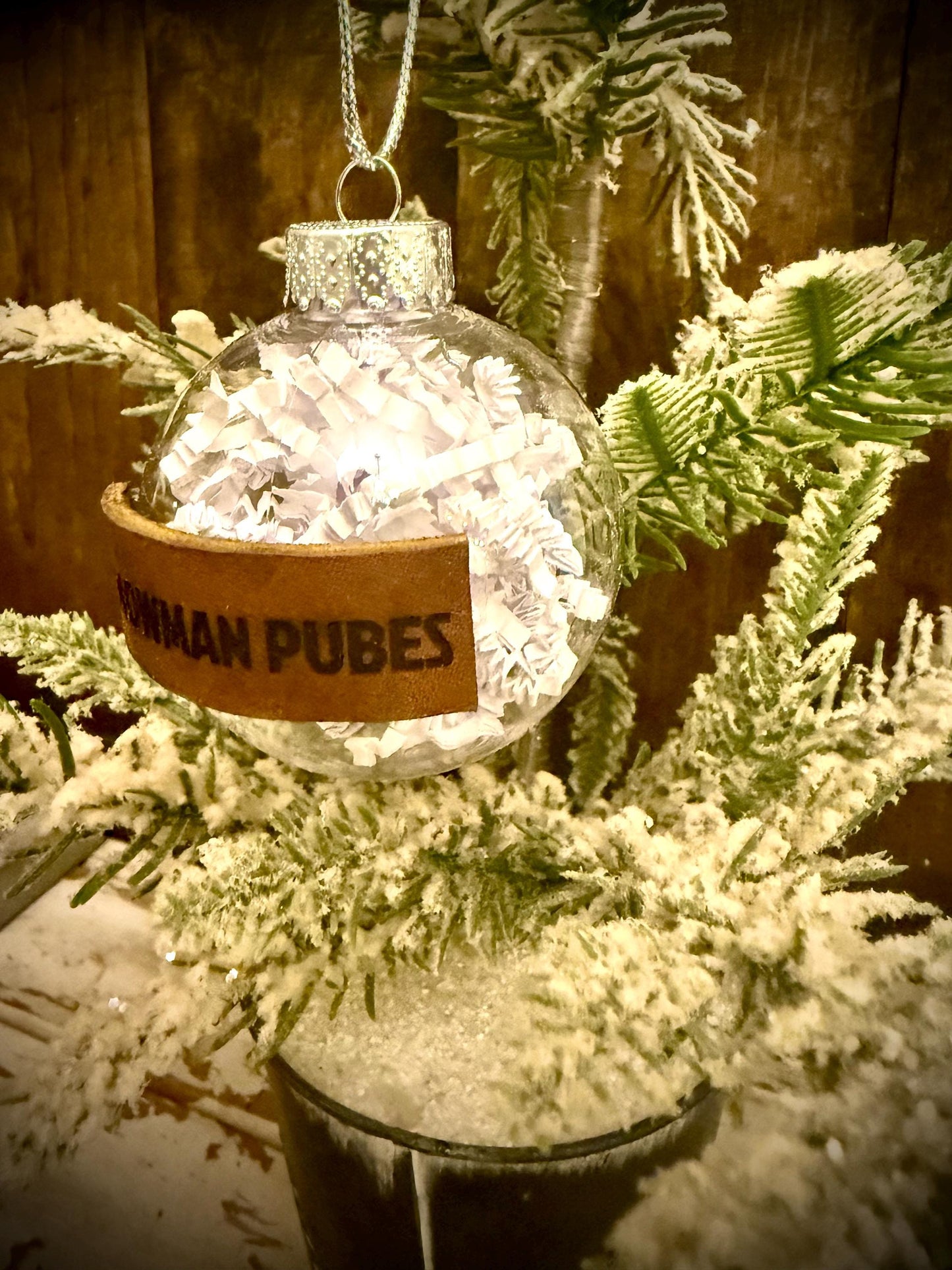 Snowman Pubes Funny Wood Christmas Ornament | Gag Gift | Novelty Holiday Gift