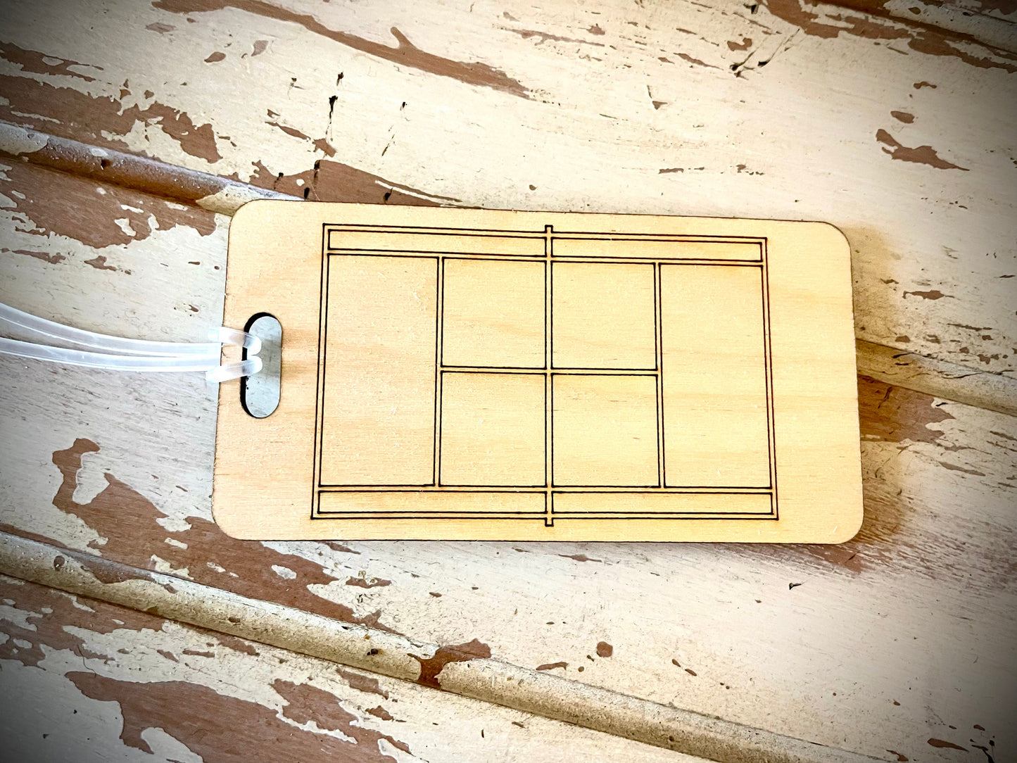 Tennis Court Wood Bag Tag | Personalized Luggage Tag | Custom Tennis Gift