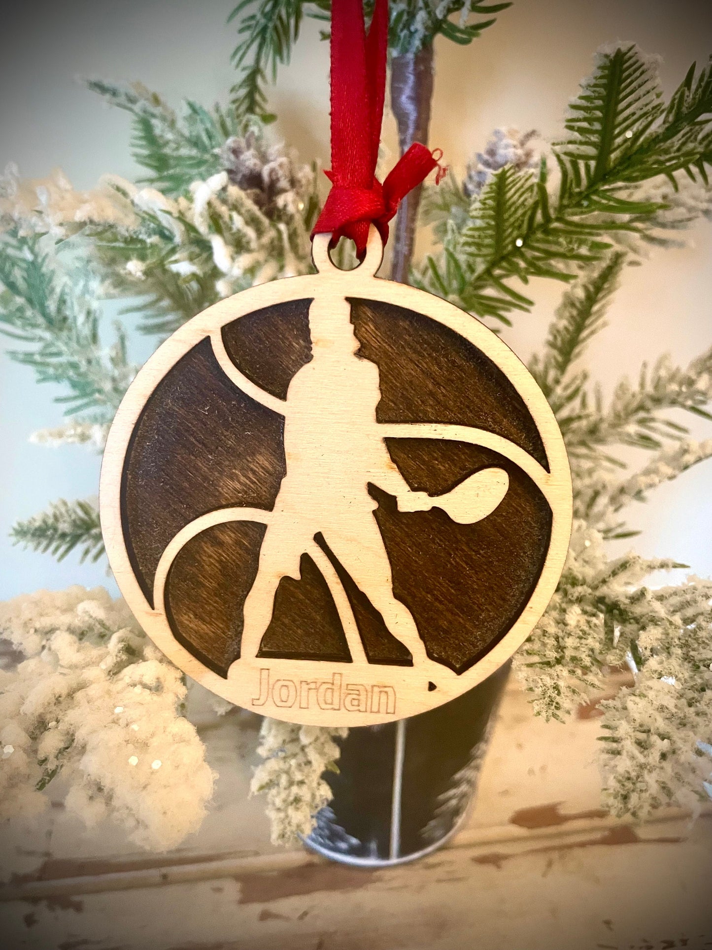 Tennis Player Personalized 2-Layer Wood Christmas Ornament & Gift Tag | Multiple Finishes | Tennis Gift (#19)