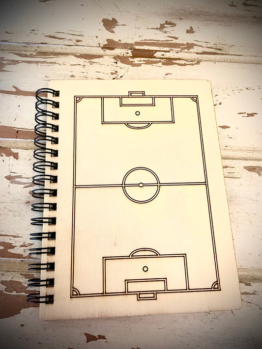 Soccer Field Wood Cover Spiral Notebook | Team Gift | Senior Night